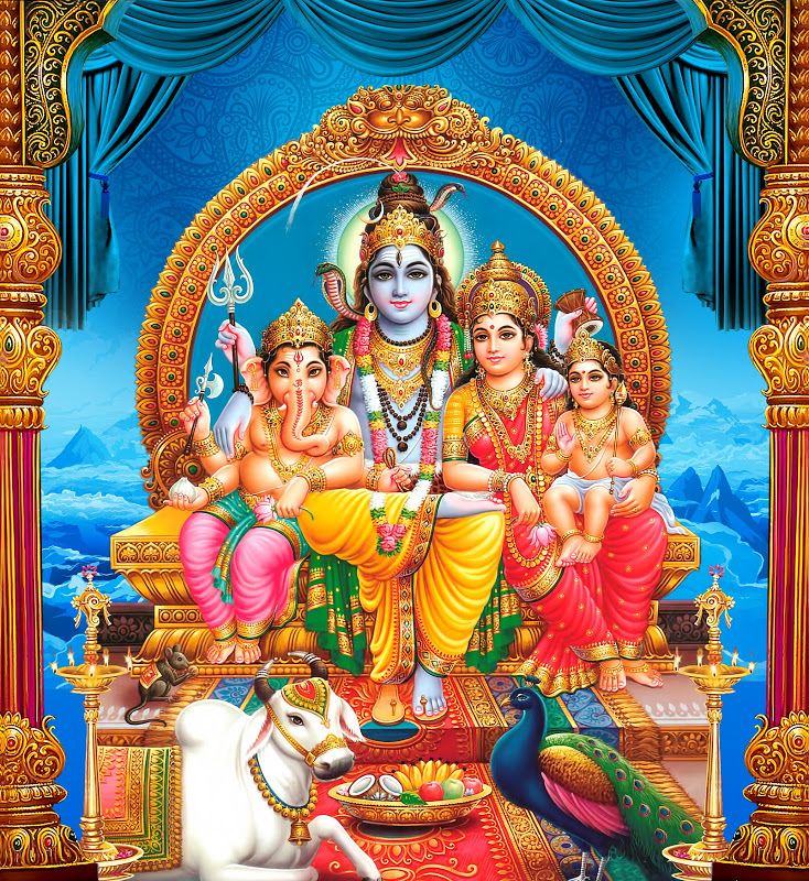 Ganesh Kartikeya Parvati Shiva - HD Wallpaper 