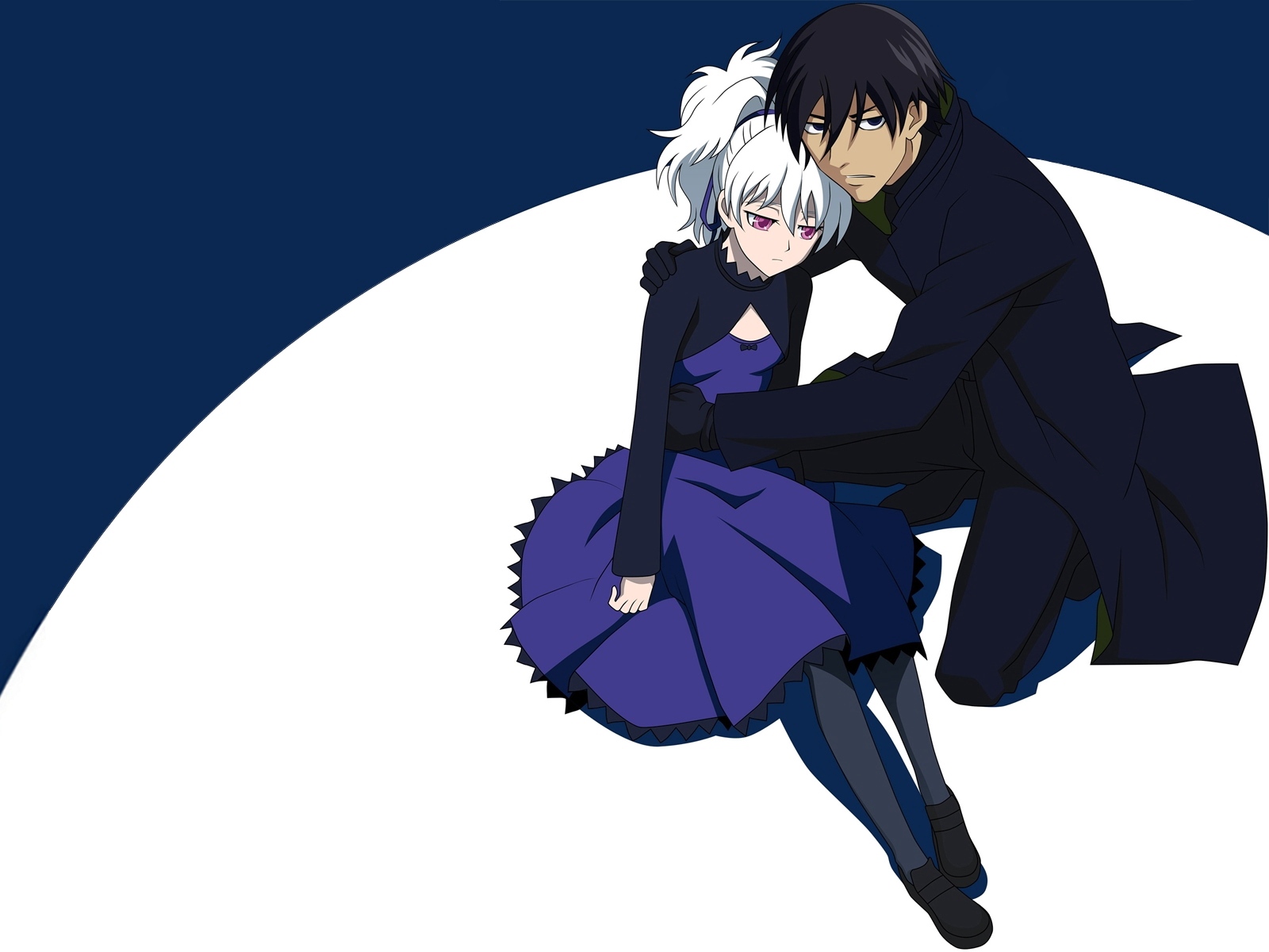 Wallpaper Anime, Girl, Boy, Couple, Grief, Night, Sadness - Darker Than Black Hei Y Yin - HD Wallpaper 