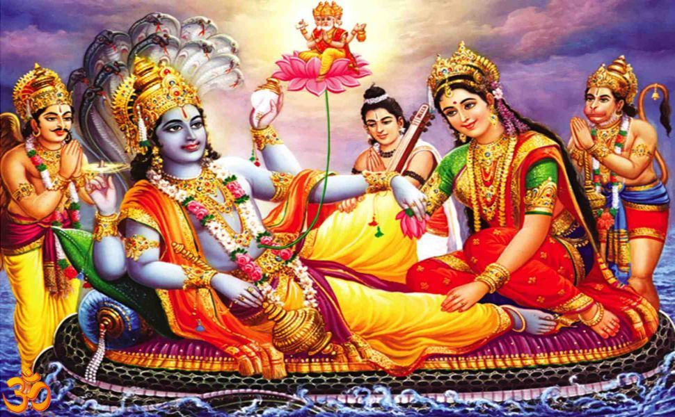 Vishnu Ji With Laxmi Ji - HD Wallpaper 