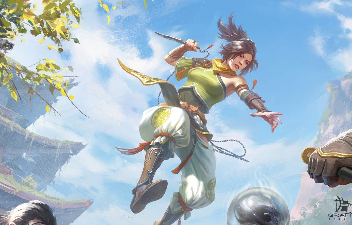 Photo Wallpaper Jump, Knife, Attack, Warrior, Shadow - Shadow Fight 3 In Hd - HD Wallpaper 