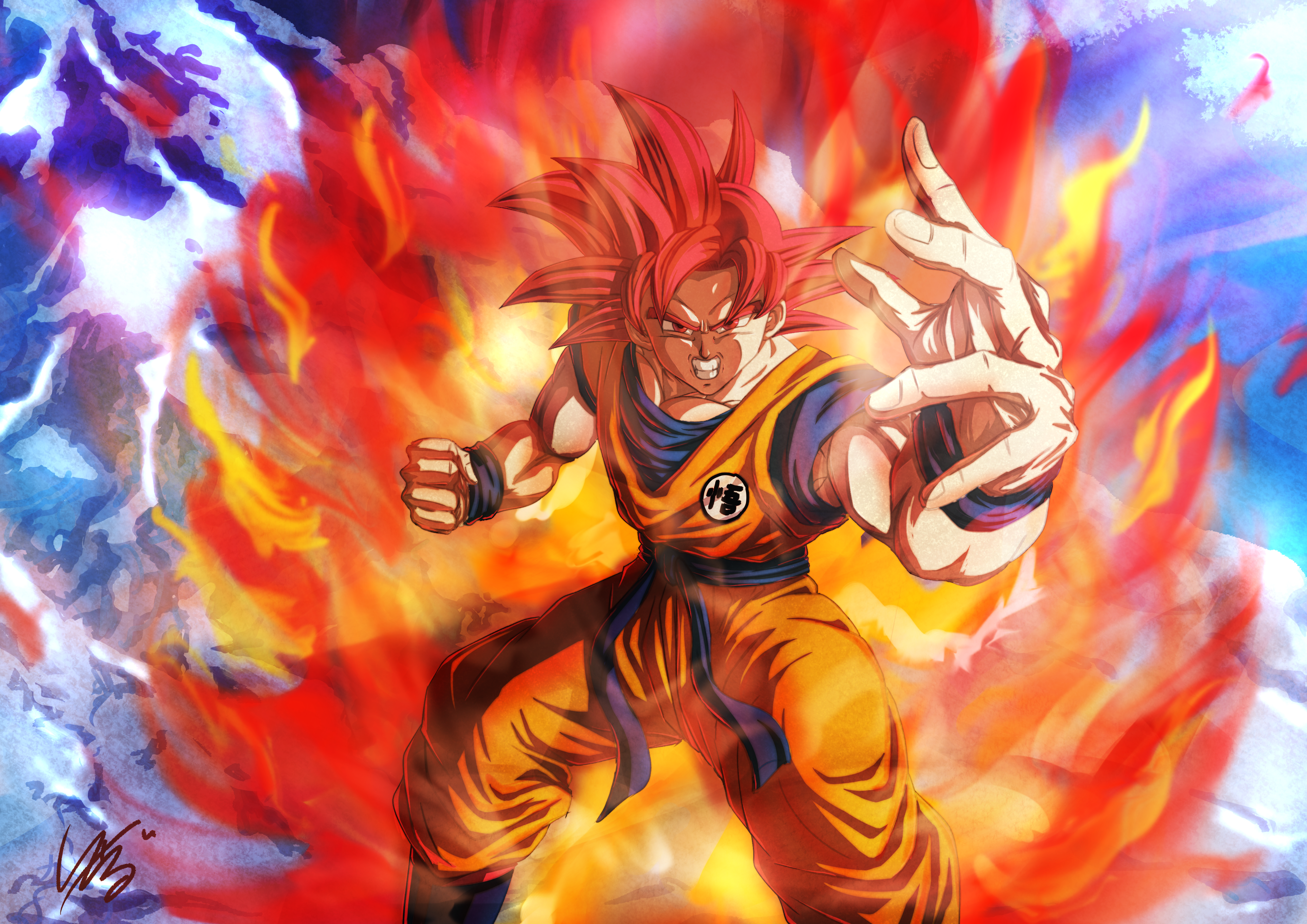 Goku Ssj God - HD Wallpaper 
