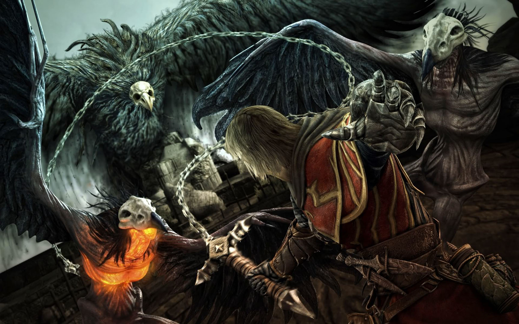 Belmont Fighting Three Harpies - Castlevania Wallpaper Hd - HD Wallpaper 