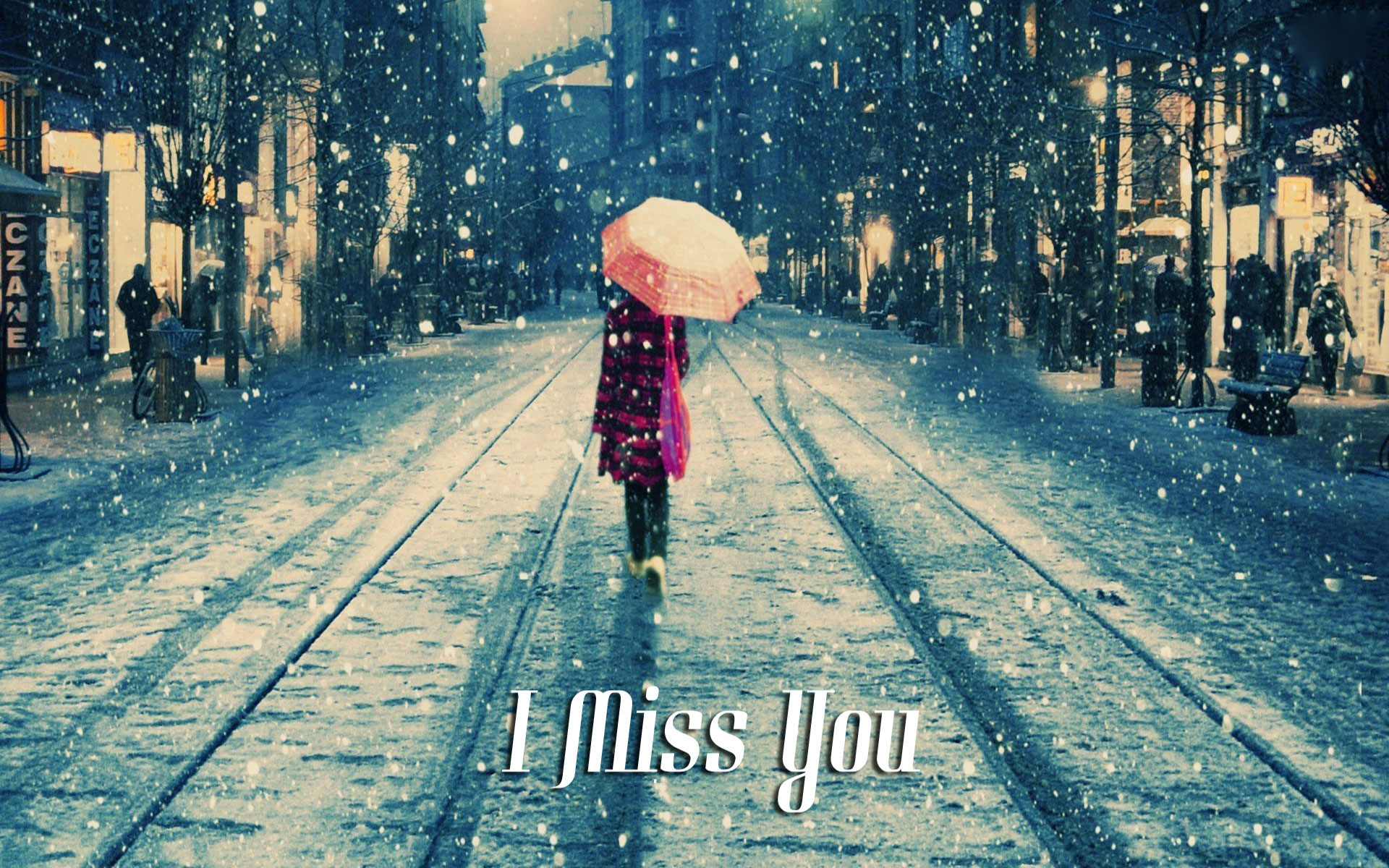 Miss U Image - Girl Walking In Snow - HD Wallpaper 