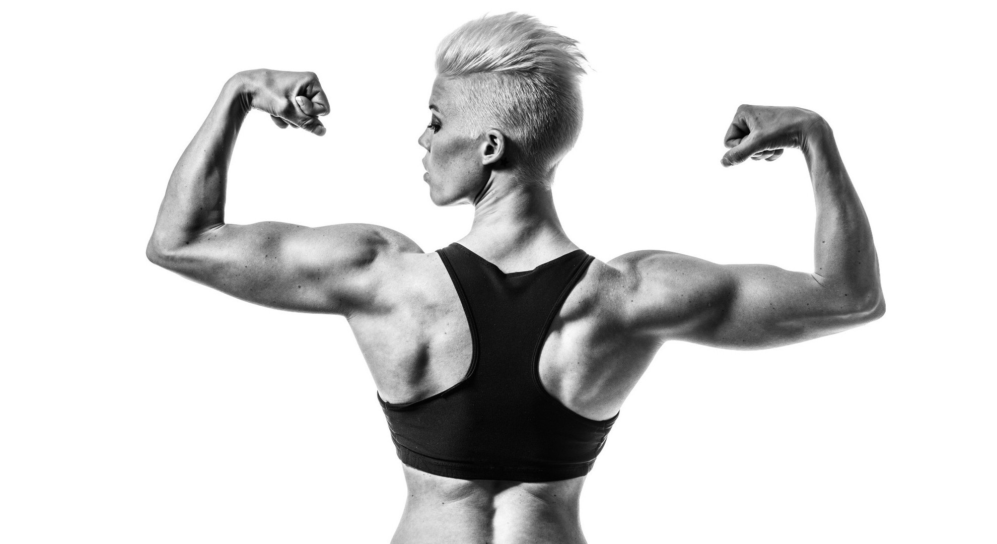 Women, Fitness Model, Model, Muscles, Monochrome Wallpapers - Fitness Model Woman White Background - HD Wallpaper 