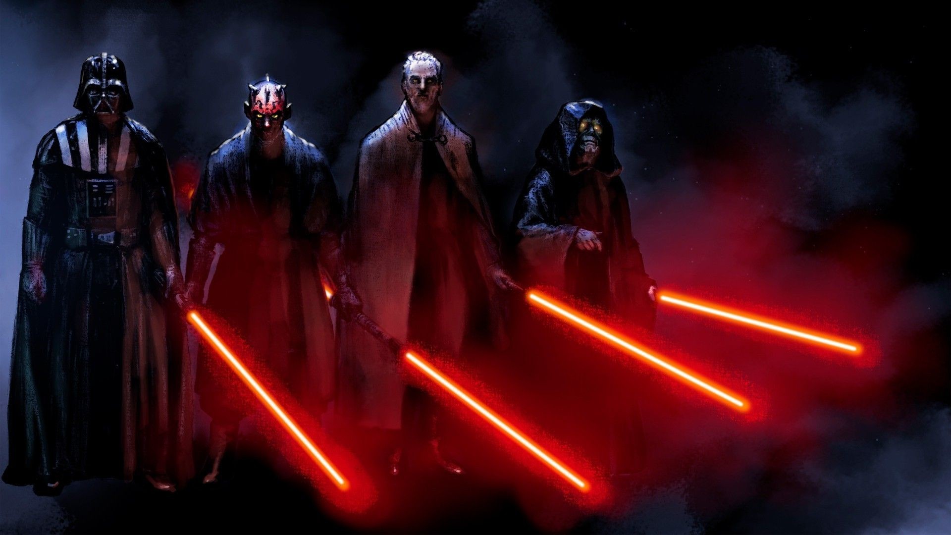 Epic Battle Wallpaper 1920 X 1080 - Darth Sidious Darth Maul Darth Vader - HD Wallpaper 