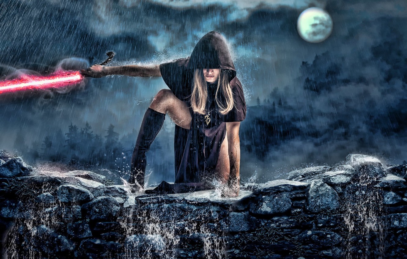 Photo Wallpaper Night, Rain, Star Wars, Star Wars, - Star Wars Girls Sith - HD Wallpaper 