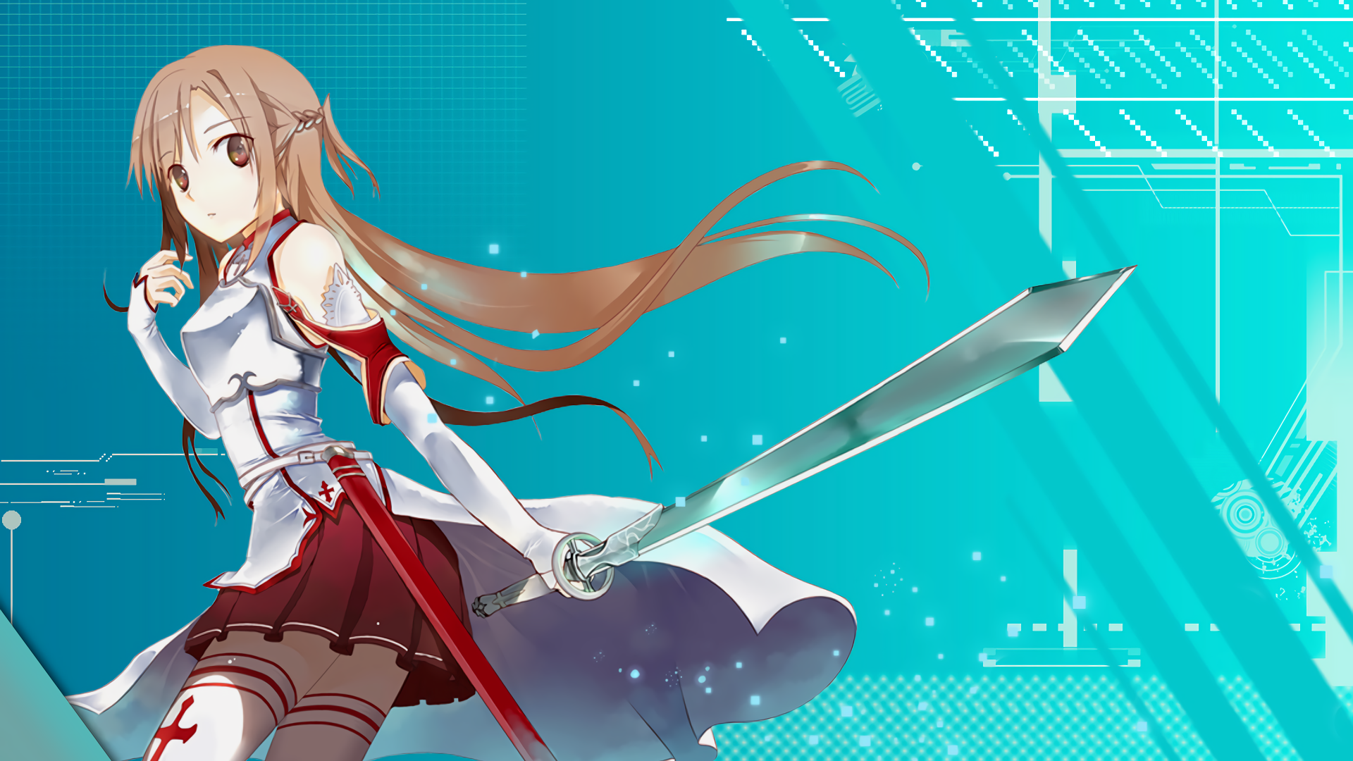 Yuuki Asuna, Sword Art Online, Long Hair, Sword, Armor - Sword Art Online Asuna Wallpapers Hd - HD Wallpaper 