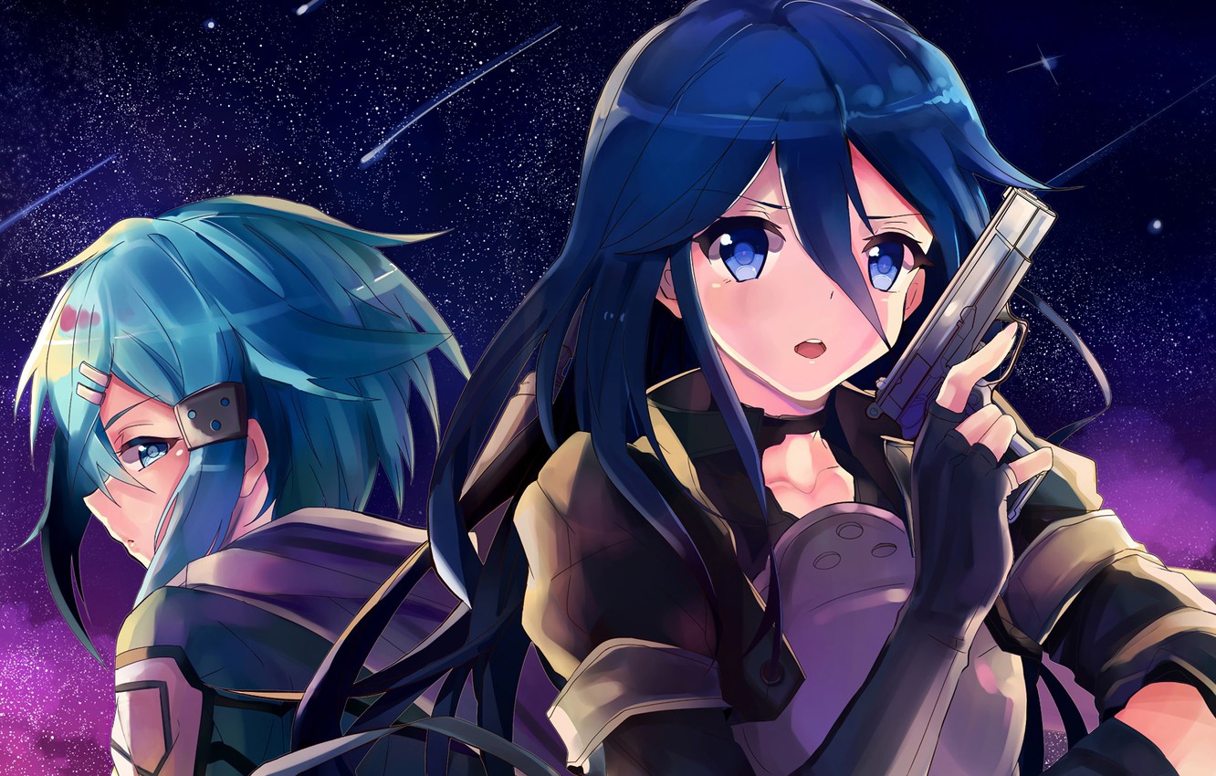 Photo Wallpaper Anime, Art, Sword Art Online, Sword - Sinon Kirito Sao - HD Wallpaper 