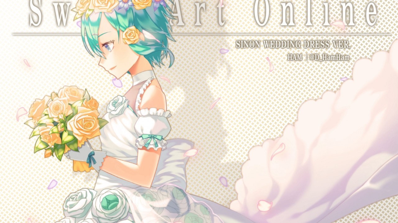Sword Art Online 2, Sinon, Asada Shino, Wedding Dress, - Cartoon - HD Wallpaper 