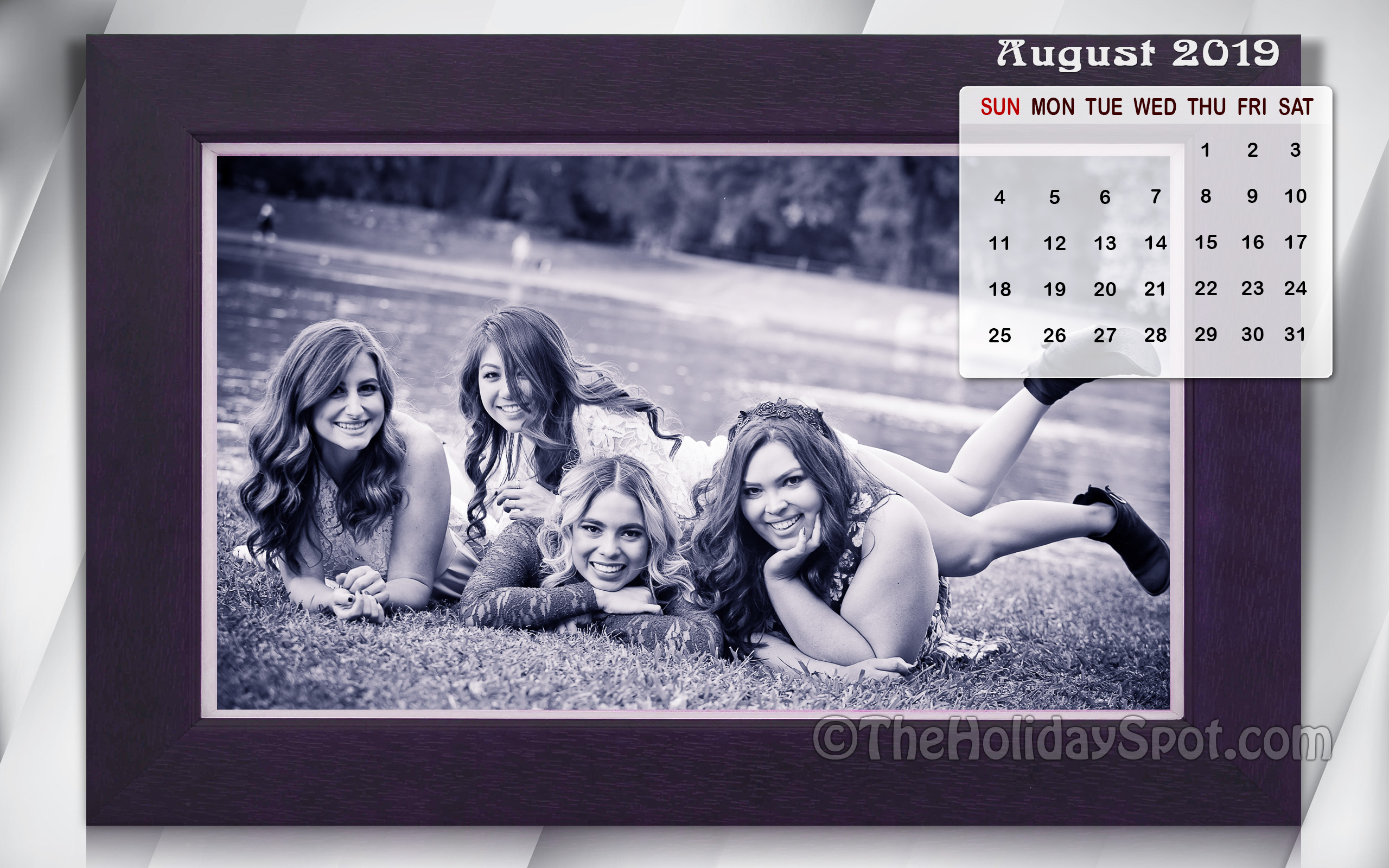 August 2019 Calendar Wallpaper Themed With Some Beautiful - Calendar Wallpaper January 2019 Girl - HD Wallpaper 