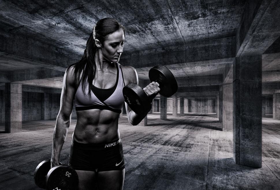 Fitness, Model, Women, Sports, Monochrome, Dumbbell - Women Fitness Wallpaper Hd - HD Wallpaper 