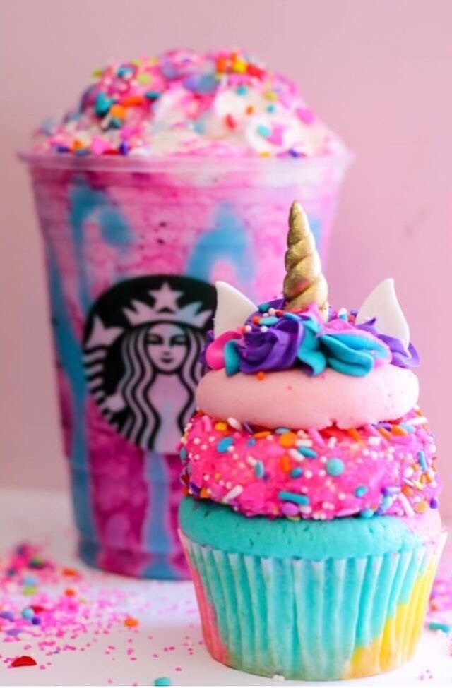 Starbucks, Unicorn, And Cupcake Image - Unicorn Cupcake - 640x975 Wallpaper  
