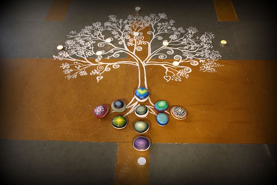 Tree Of Life Wall Art Decoration, Rangoli, Stones, - HD Wallpaper 