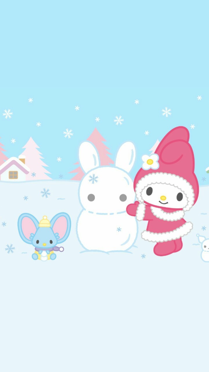 Animals, Cute Baby, And Illustration Image - My Melody Wallpaper Snow - HD Wallpaper 