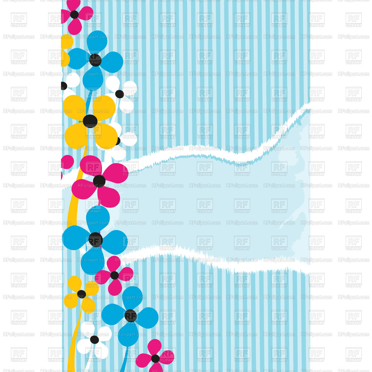 Floral Blue Stripy Wallpaper With Missing Paper Scrap - Greeting Card - HD Wallpaper 