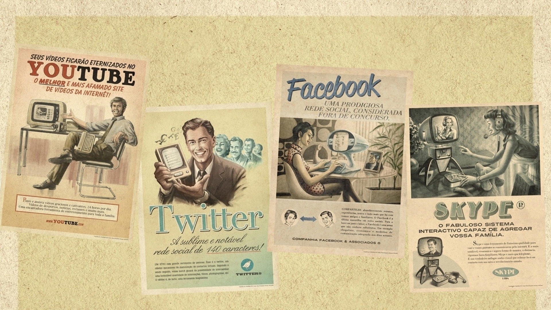 Wallpaper Youtube, Skype, Twitter, Facebook, Social - HD Wallpaper 