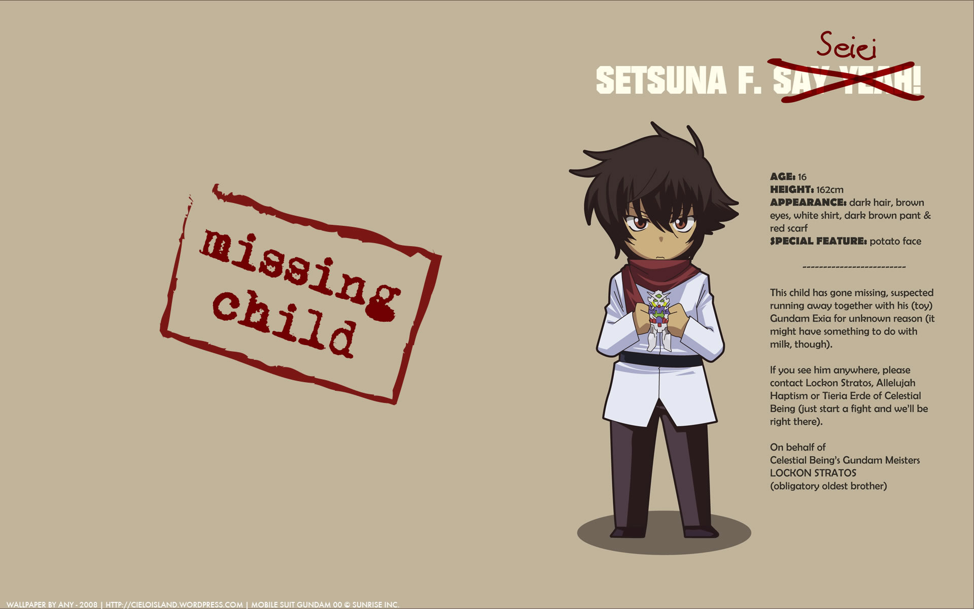 Missing Child - Setsuna F Seiei Quote - HD Wallpaper 