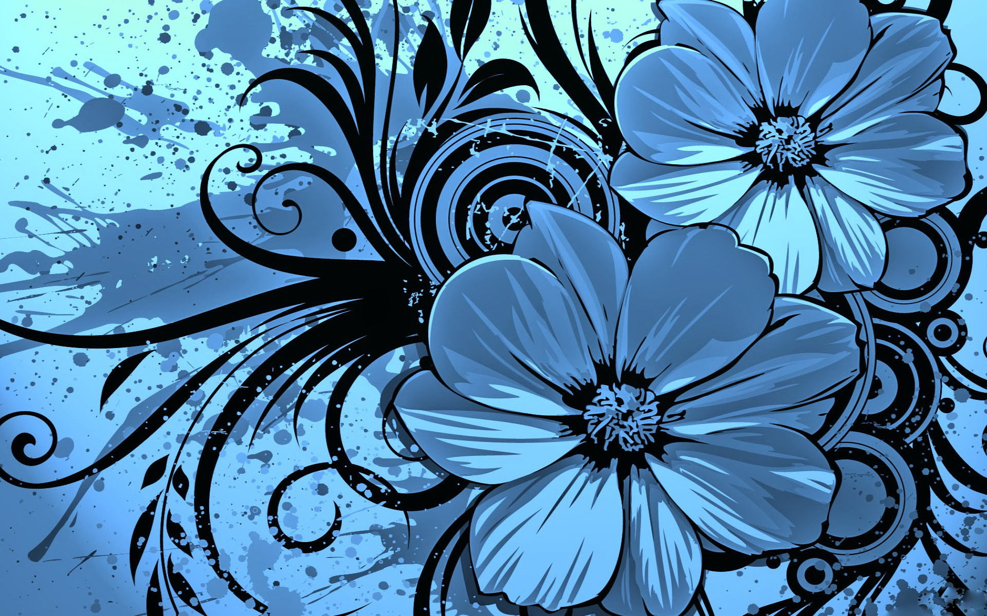 Blue Flower Wallpaper Designs - HD Wallpaper 