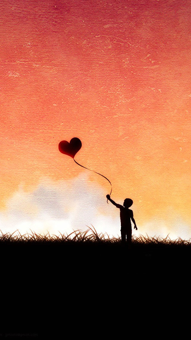Feel My Love Iphone 5 Wallpaper - Boy With Heart Balloon - HD Wallpaper 