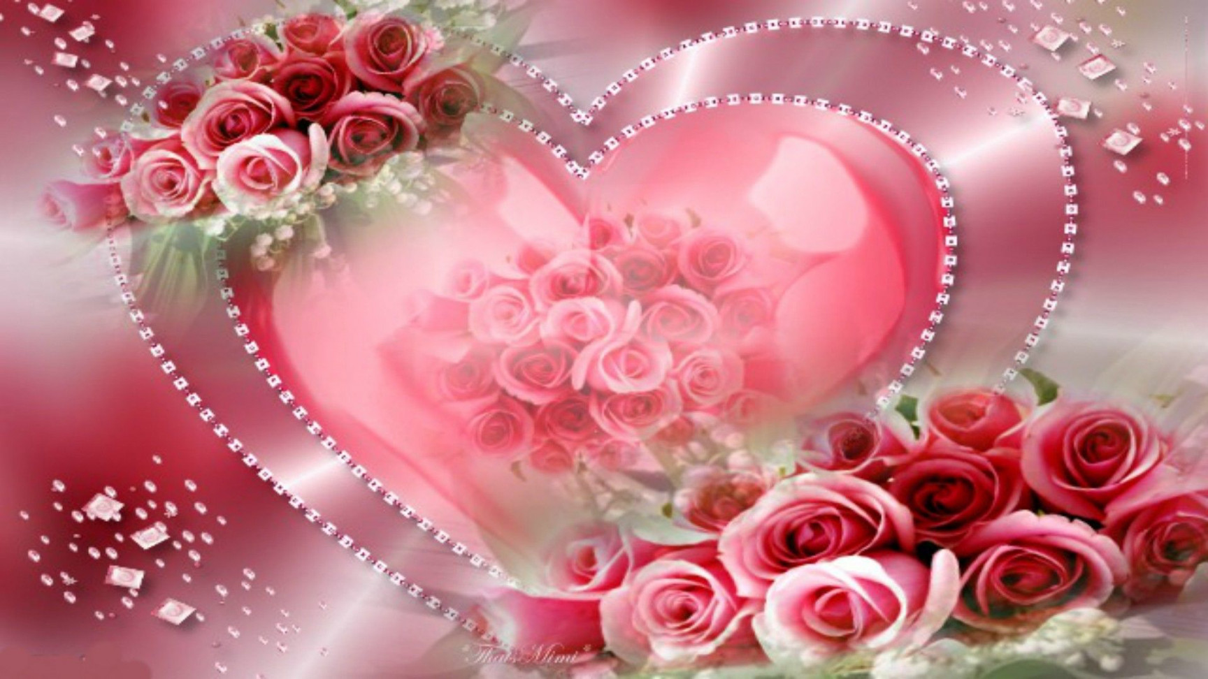 Hearts And Flowers Wallpapers For Mobile - Romantic Love Heart Rose - HD Wallpaper 