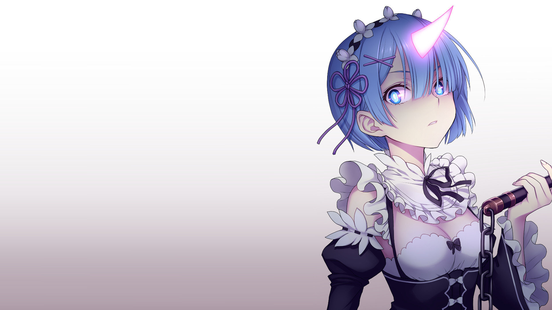 Download Full Hd Rem Computer Wallpaper Id - Re Zero Rem Demon - HD Wallpaper 