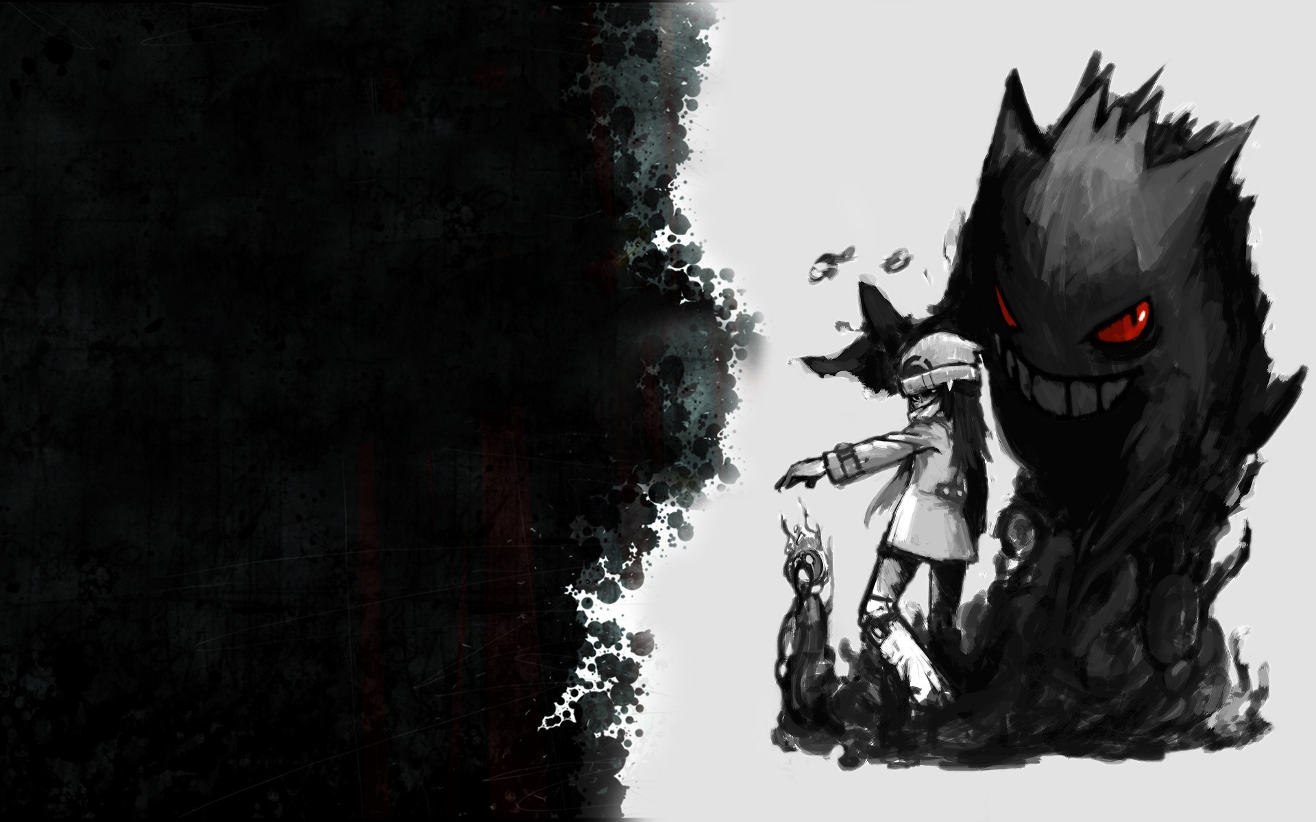 Pokemon Gengar Haunter Ghastly Black Background Wallpaper - Pokemon Art Gengar - HD Wallpaper 