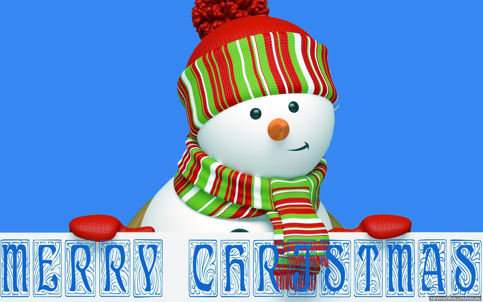 Free Christmas Wallpaper - Cute Merry Christmas Snowman - HD Wallpaper 