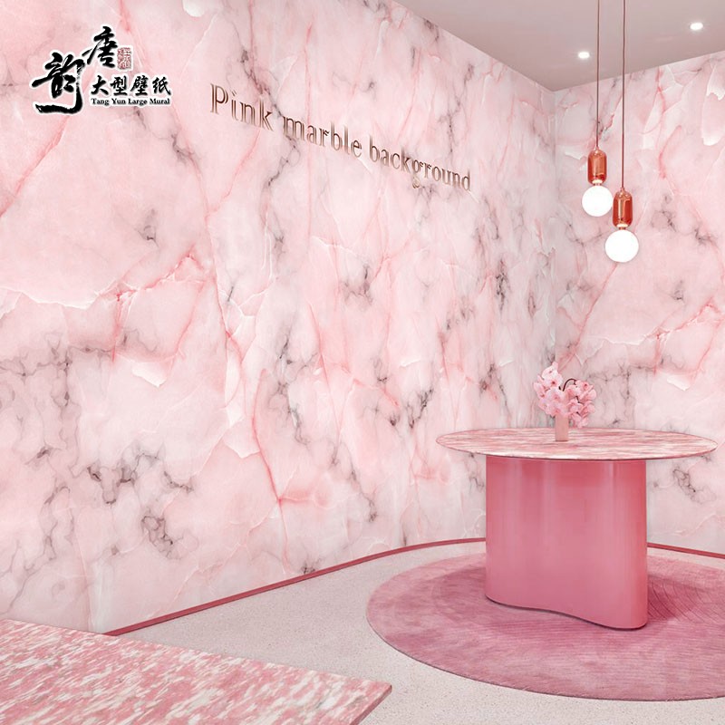 Ins Nordic Pink Marble Wallpaper Girl Heart Bedroom - Marble Wallpaper Bedroom - HD Wallpaper 