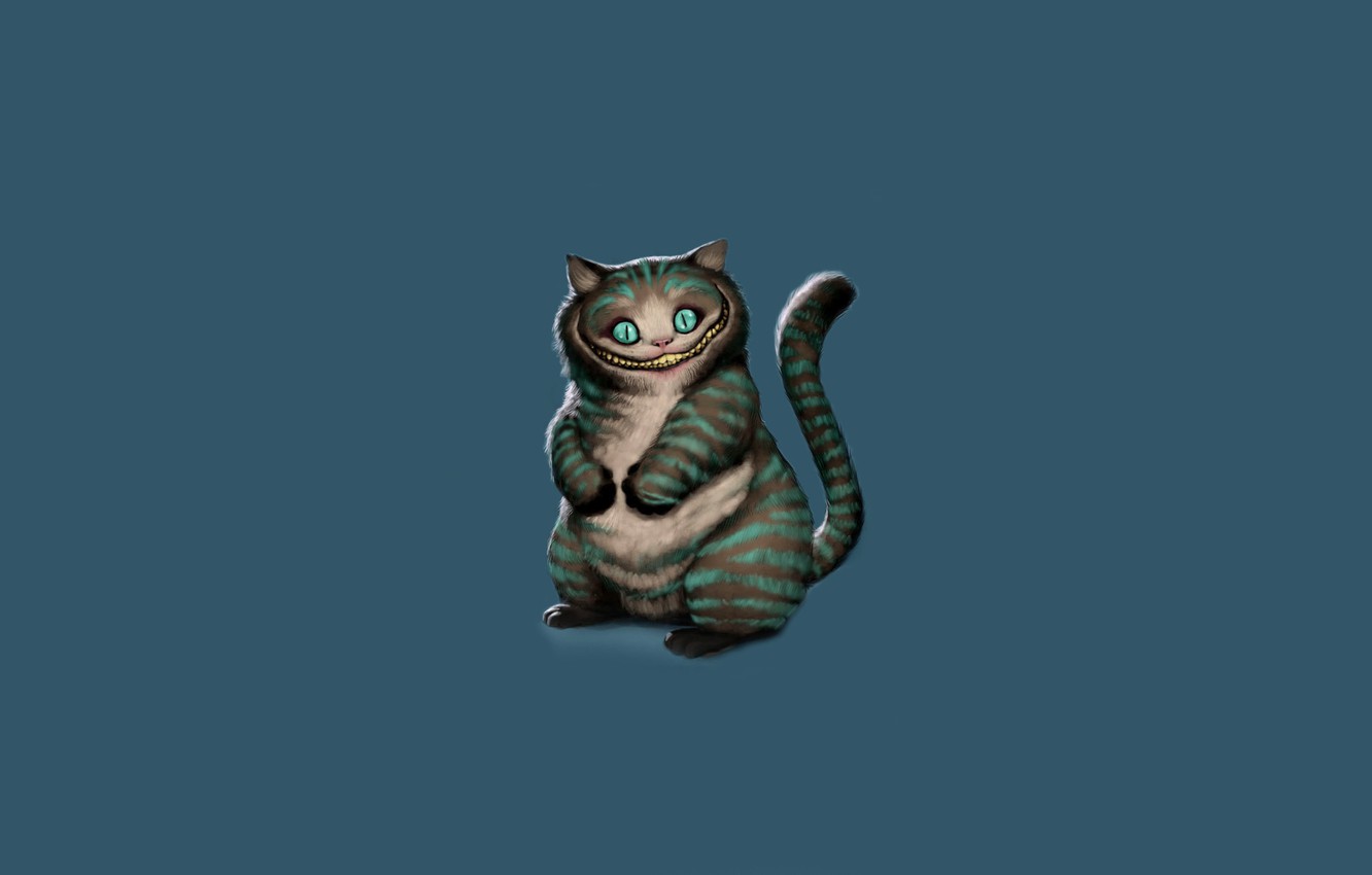 Wallpaper Minimalism Art Alice In Wonderland Sitting - Cheshire Cat