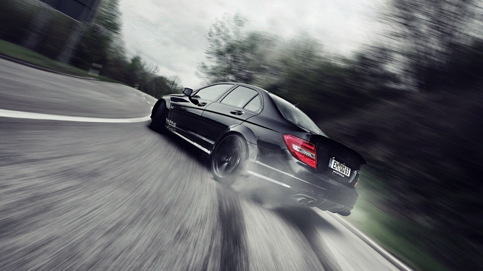 Mercedes Benz C Class C63, Black, Drift, Cars - Mercedes C63 Amg Drift - HD Wallpaper 