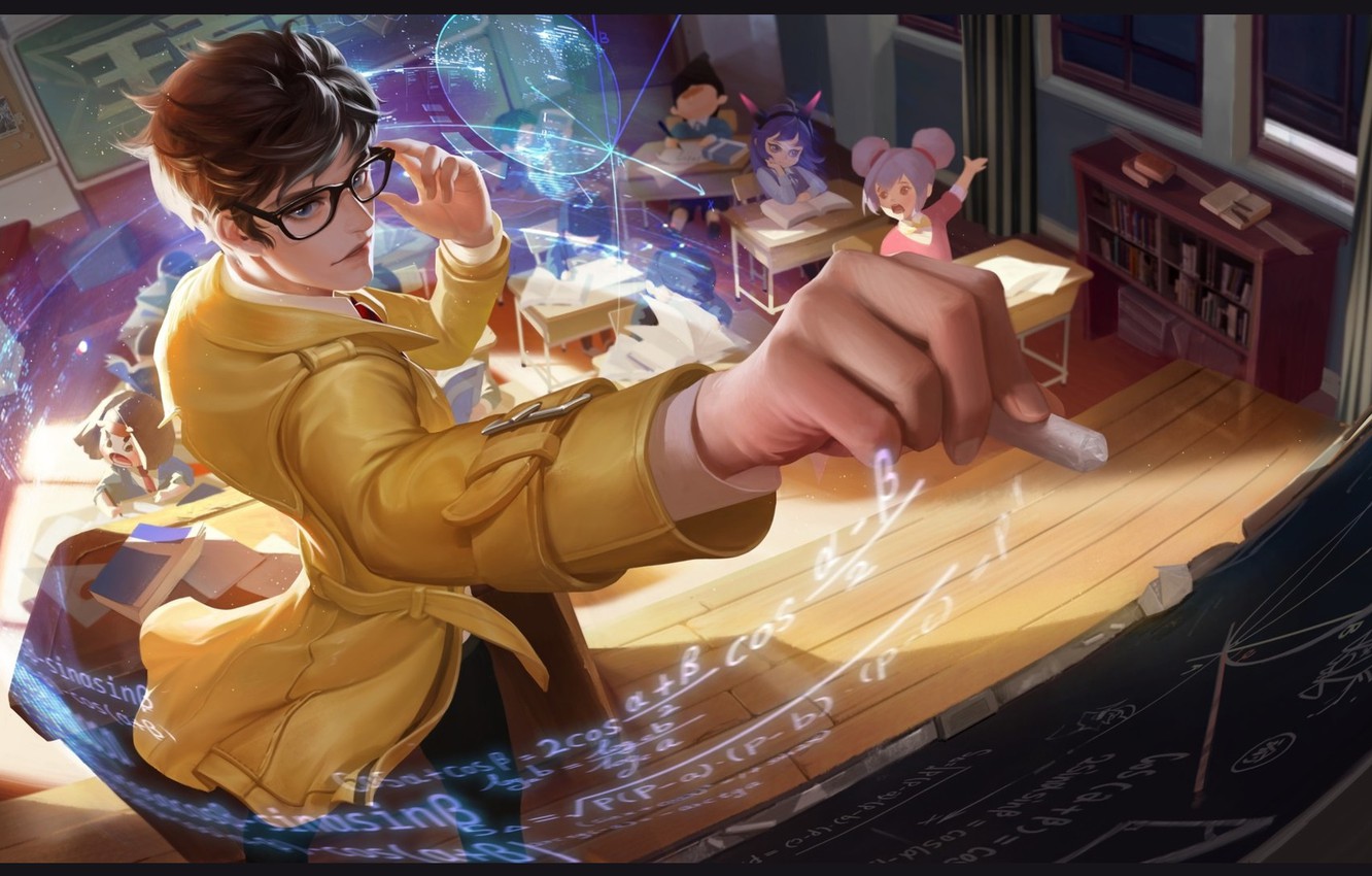 Photo Wallpaper Anime, Art, School, Lesson, Teacher, - 王者 荣耀 黄金 分割 率 - HD Wallpaper 