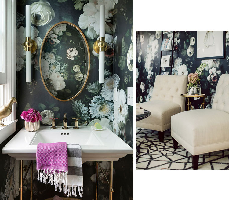 Ellie Cashman Wallpaper - Dark Floral Wallpaper Bathroom - HD Wallpaper 