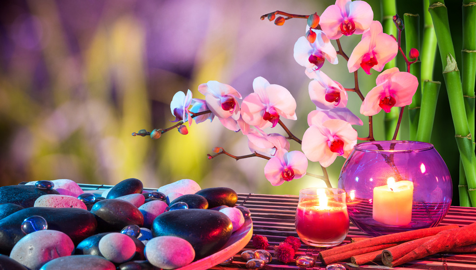Orchid, Stones, Bamboo, Cinnamon, Spa, Flower, Candle - Stone Wallpaper Hd - HD Wallpaper 