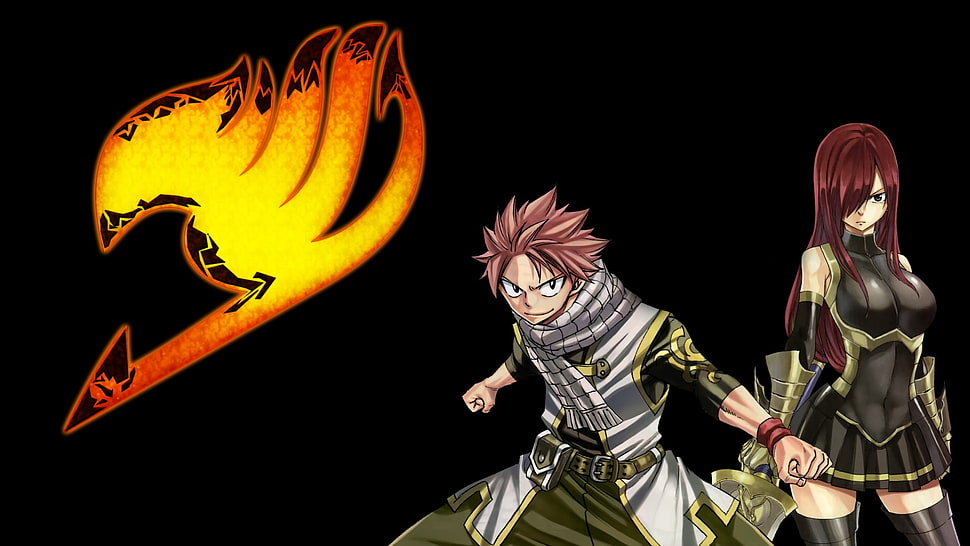 Natsu Dragneel And Erza Scarlet From Fairy Tail Illustration, - Desktop Fairy Tail Natsu Dragneel Wallpaper Hd - HD Wallpaper 