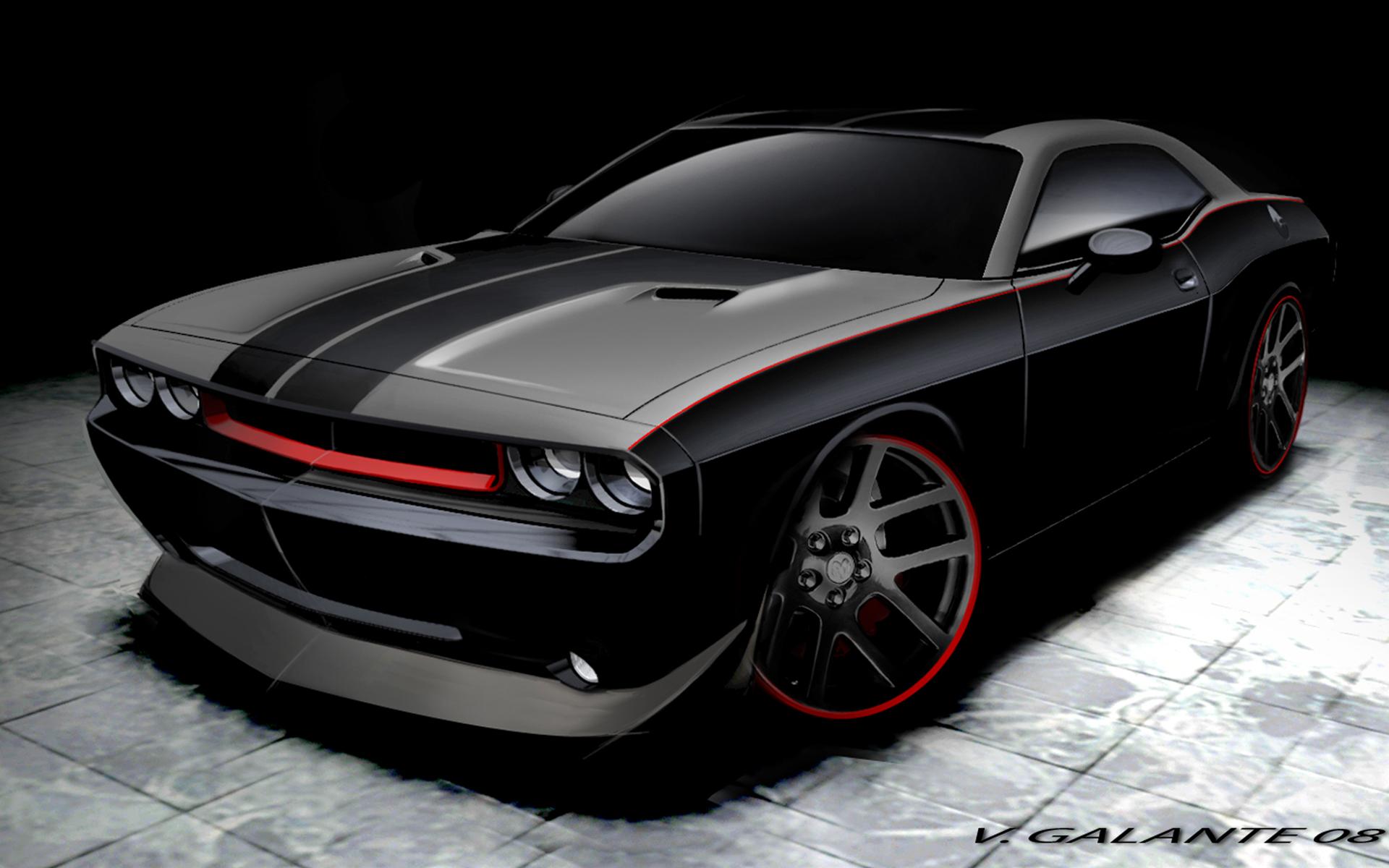 Dodge Challenger Back - Black Dodge Sports Car - HD Wallpaper 