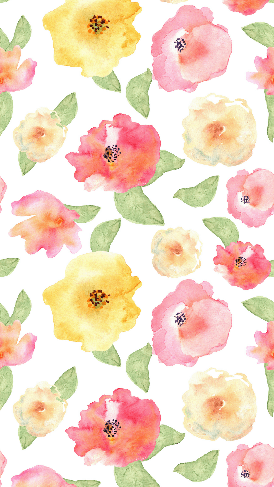 Watercolor Floral Phone Background - Watercolor Flower Phone Background - HD Wallpaper 