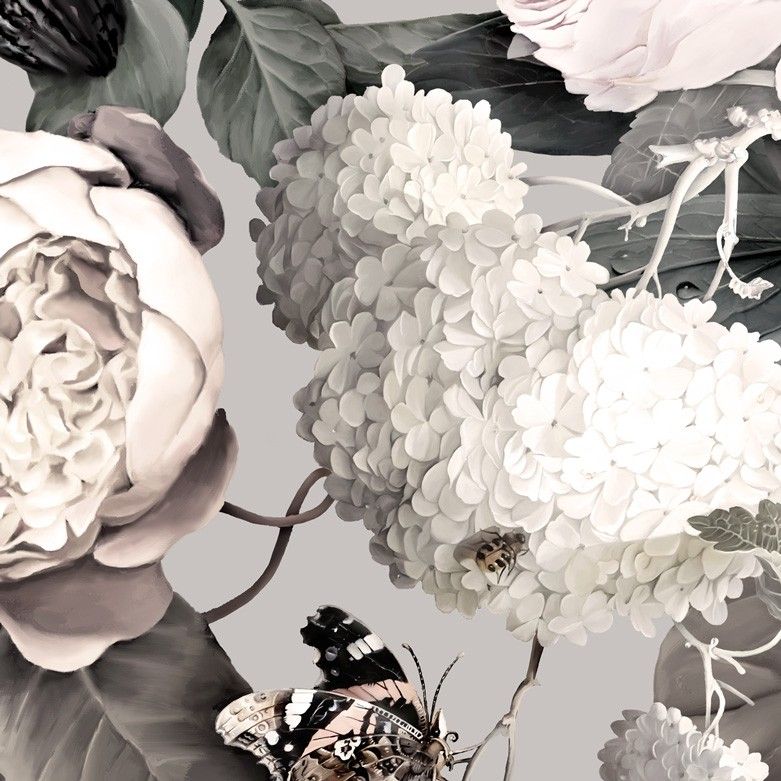 Dark Floral Ii Gray - HD Wallpaper 