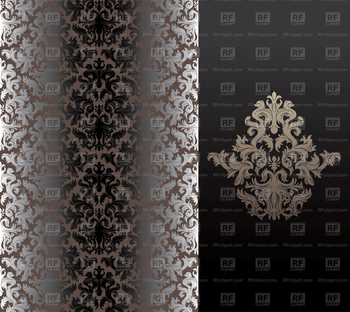 Seamless Black Damask Wallpaper Vector Image Vector - Vip - HD Wallpaper 