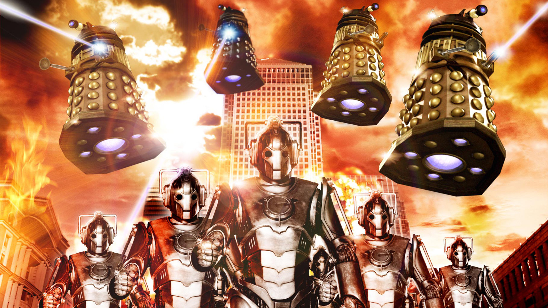 Best Dalek Wallpaper Id - Doctor Who Cyberman And Dalek - HD Wallpaper 