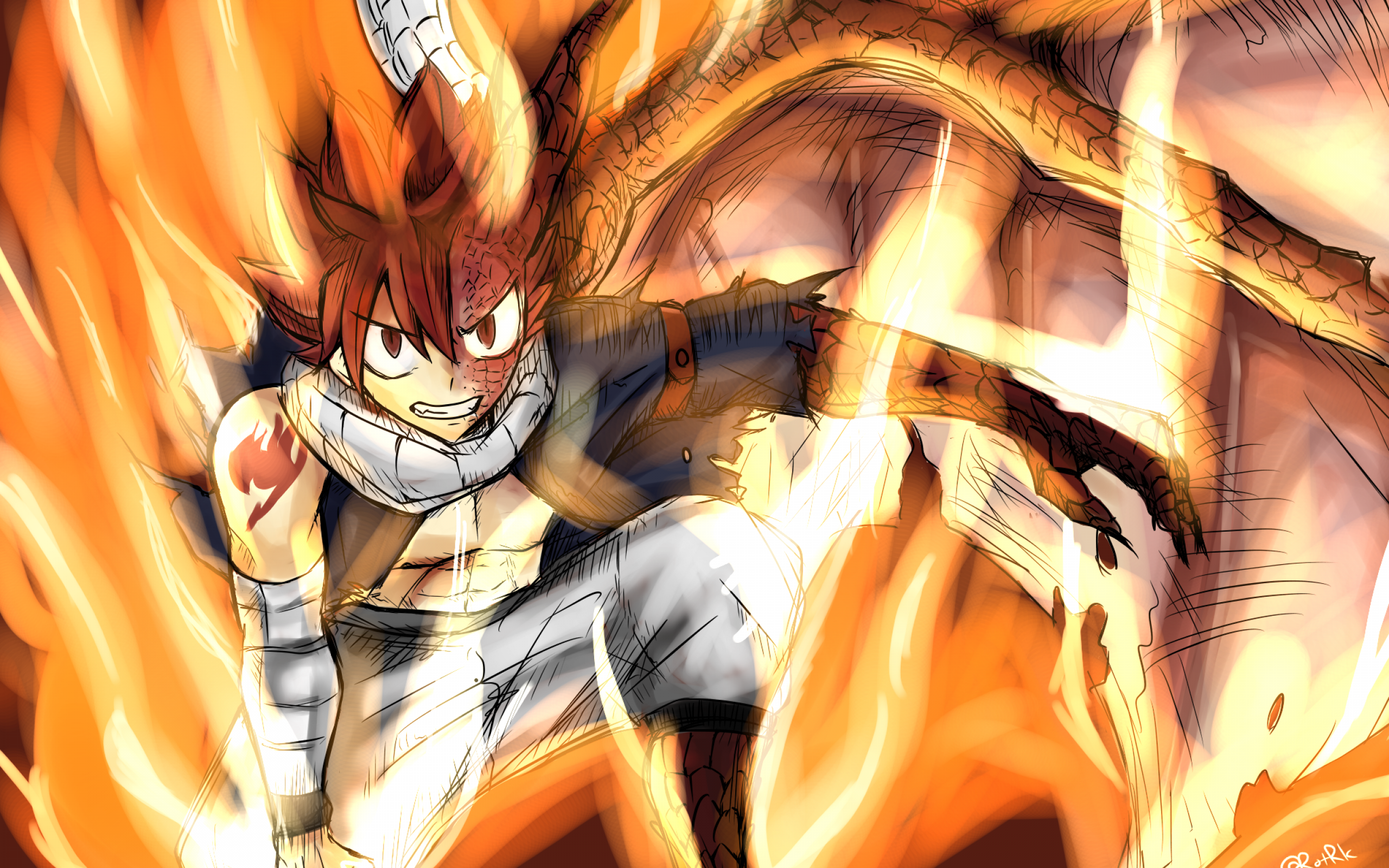 Natsu Dragneel, Fairy Tail, Flames, Dragon - Нацу Фейри Тейл - HD Wallpaper 