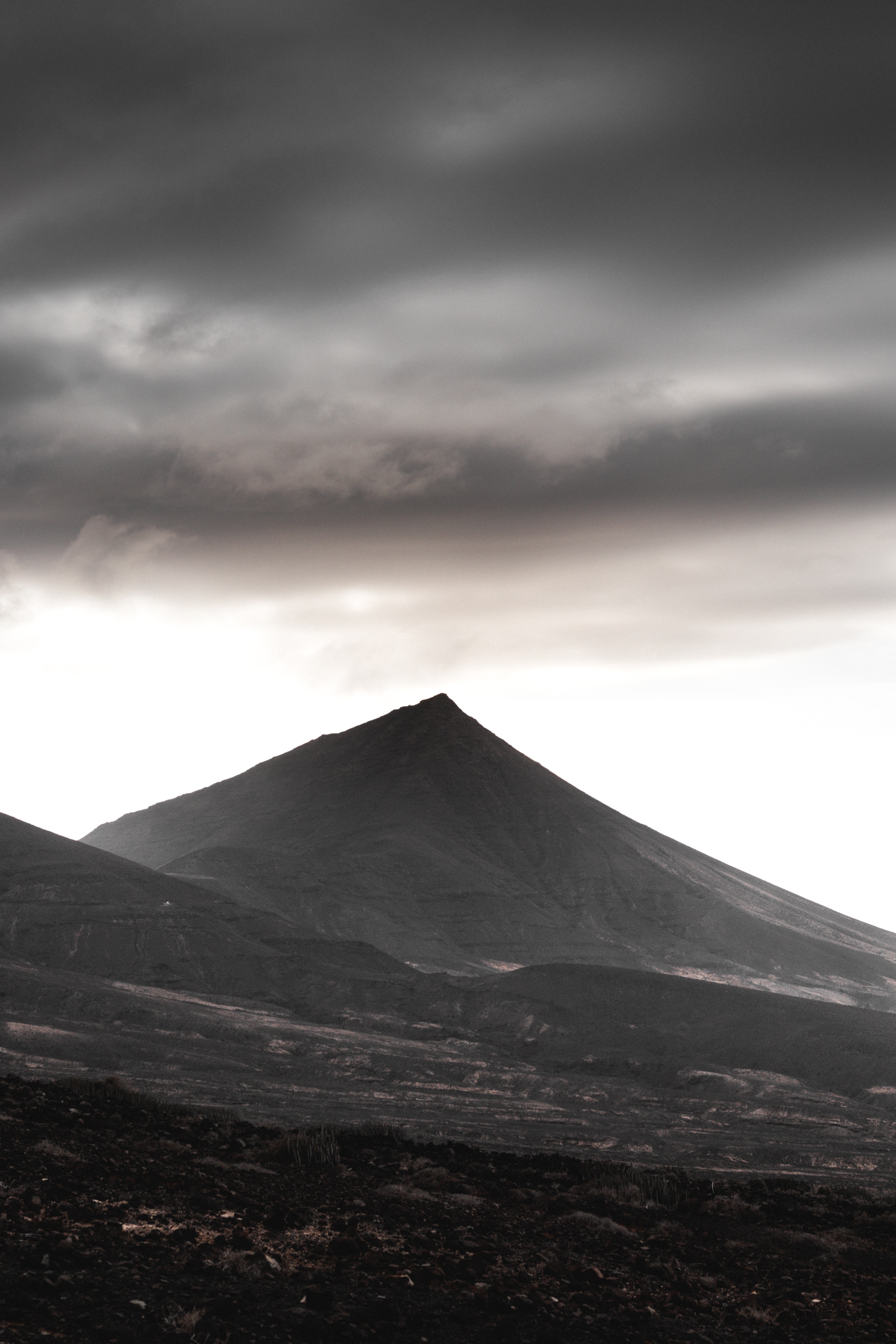 Wallpaper Mountain, Hill, Peak, Landscape, Gray, Moody - HD Wallpaper 