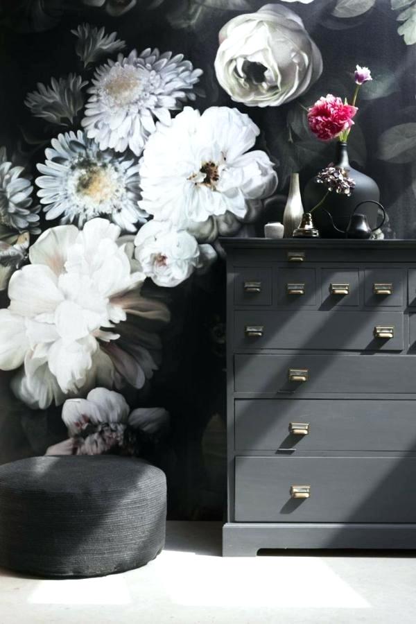 Black Floral Wallpaper Prints - HD Wallpaper 