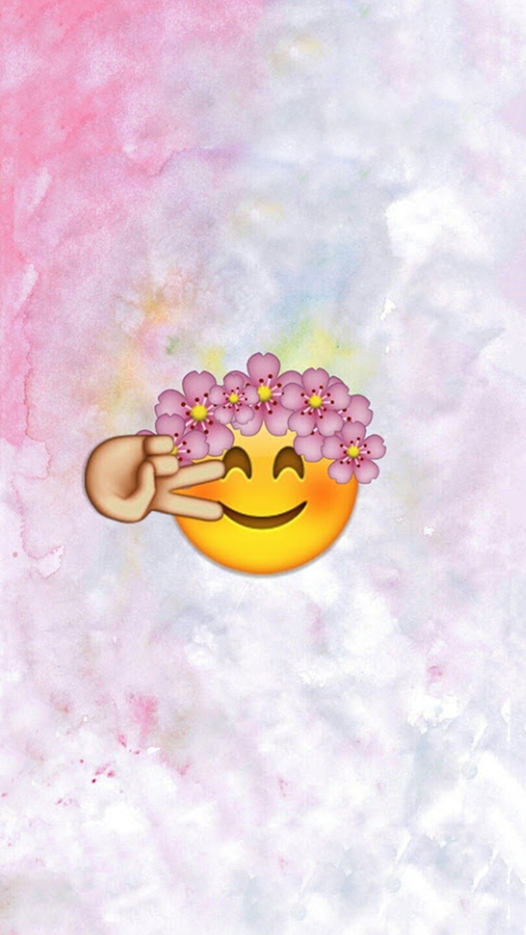 1080x1920, Emoji Wallpaper, Wallpaper For Iphone, Cute - Emoji Flower Crown Peace Sign - HD Wallpaper 