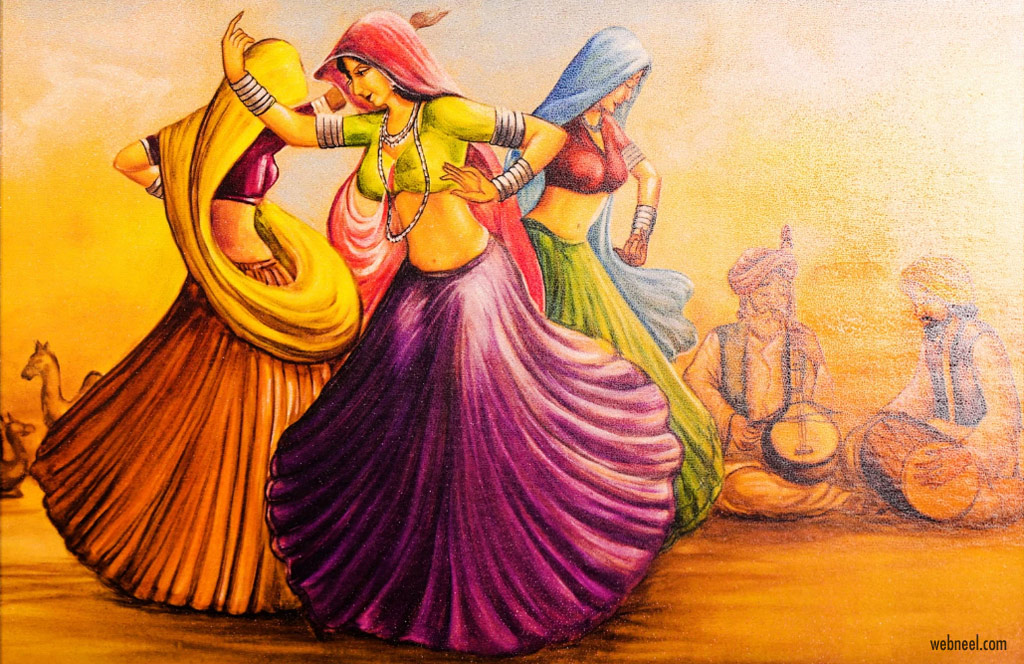 Rajasthani Painting Woman - Rajsthani Painting - HD Wallpaper 