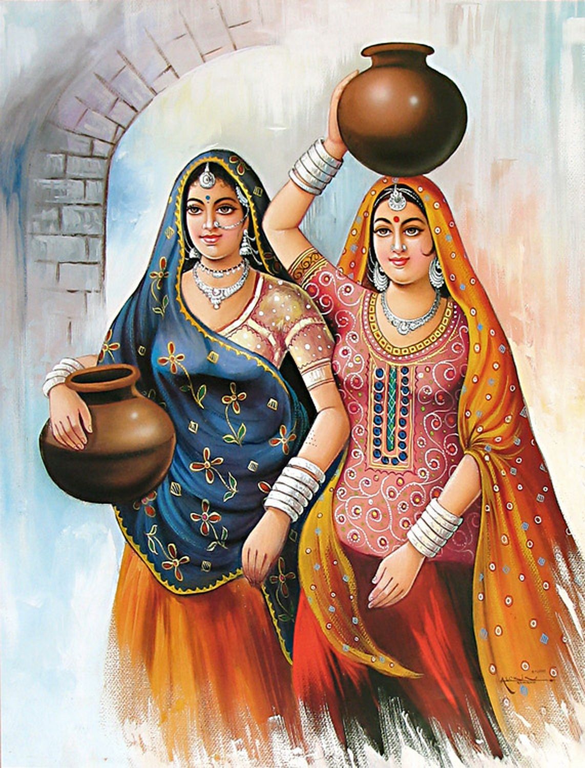 Rajasthani Paintings Of Radha Krishna - HD Wallpaper 