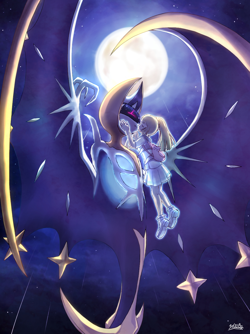 Pokémon Sun And Moon Anime Mythical Creature Purple - Pokemon Sun And Moon Lunala - HD Wallpaper 