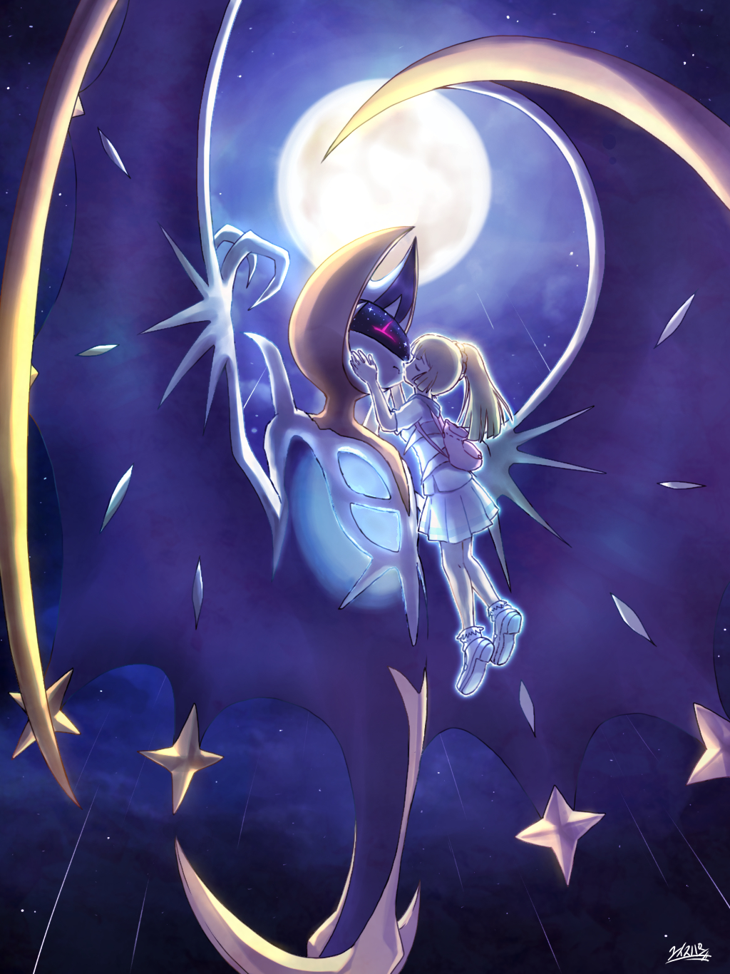 Pokemon Sun And Moon Anime Mythical Creature Purple Pokemon Sun And Moon Lunala 1024x1366 Wallpaper Teahub Io