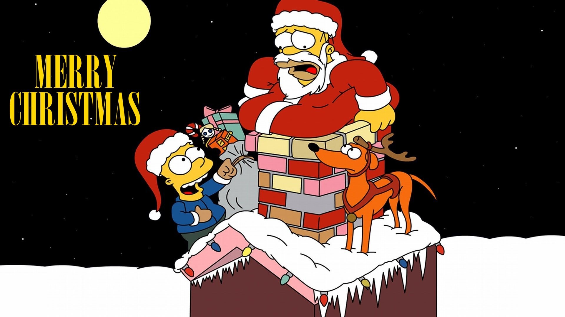 The Simpsons, Christmas Wallpapers Hd / Desktop And - Merry Christmas Cartoon Simpsons - HD Wallpaper 