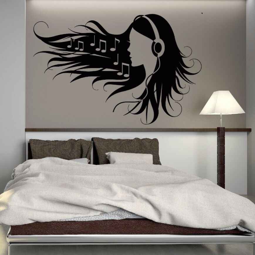 Vinyl Wall Stickers Removable Teen Girl In Headphones - Pop Out Wall Stickers - HD Wallpaper 