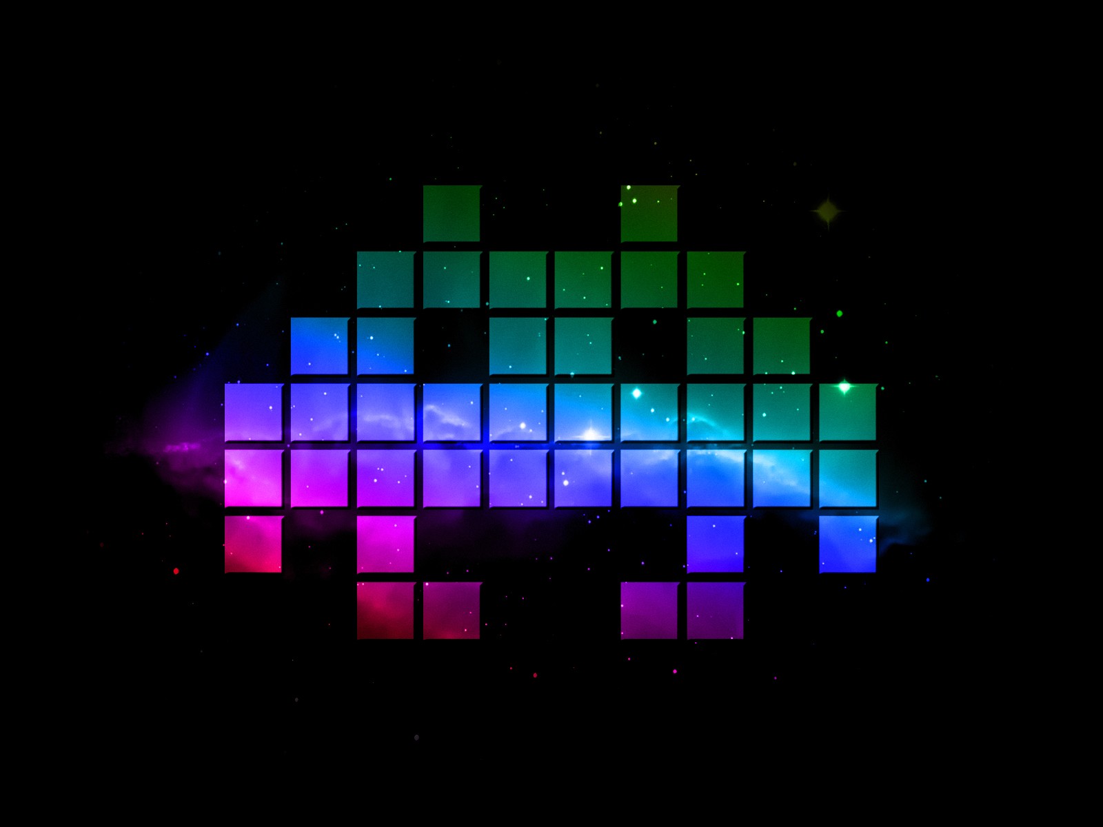 Eindrucksvolle Android Wallpaper Für Super Amoled Screens - Space Invaders Alien Rainbow - HD Wallpaper 